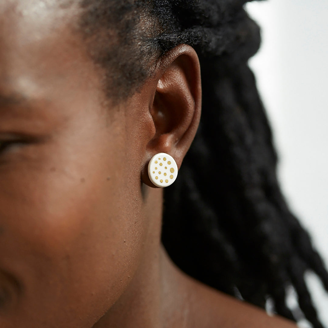 Porcelain Stud Earrings – Golden Starry Night