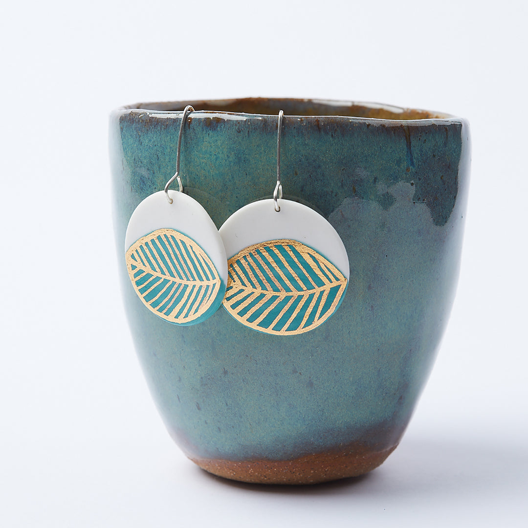 Porcelain Dangle Earrings - Hinterland Leaf