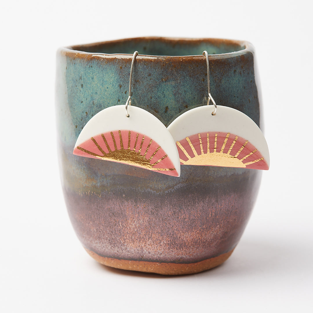 Porcelain Dangle Earrings – Golden Rays