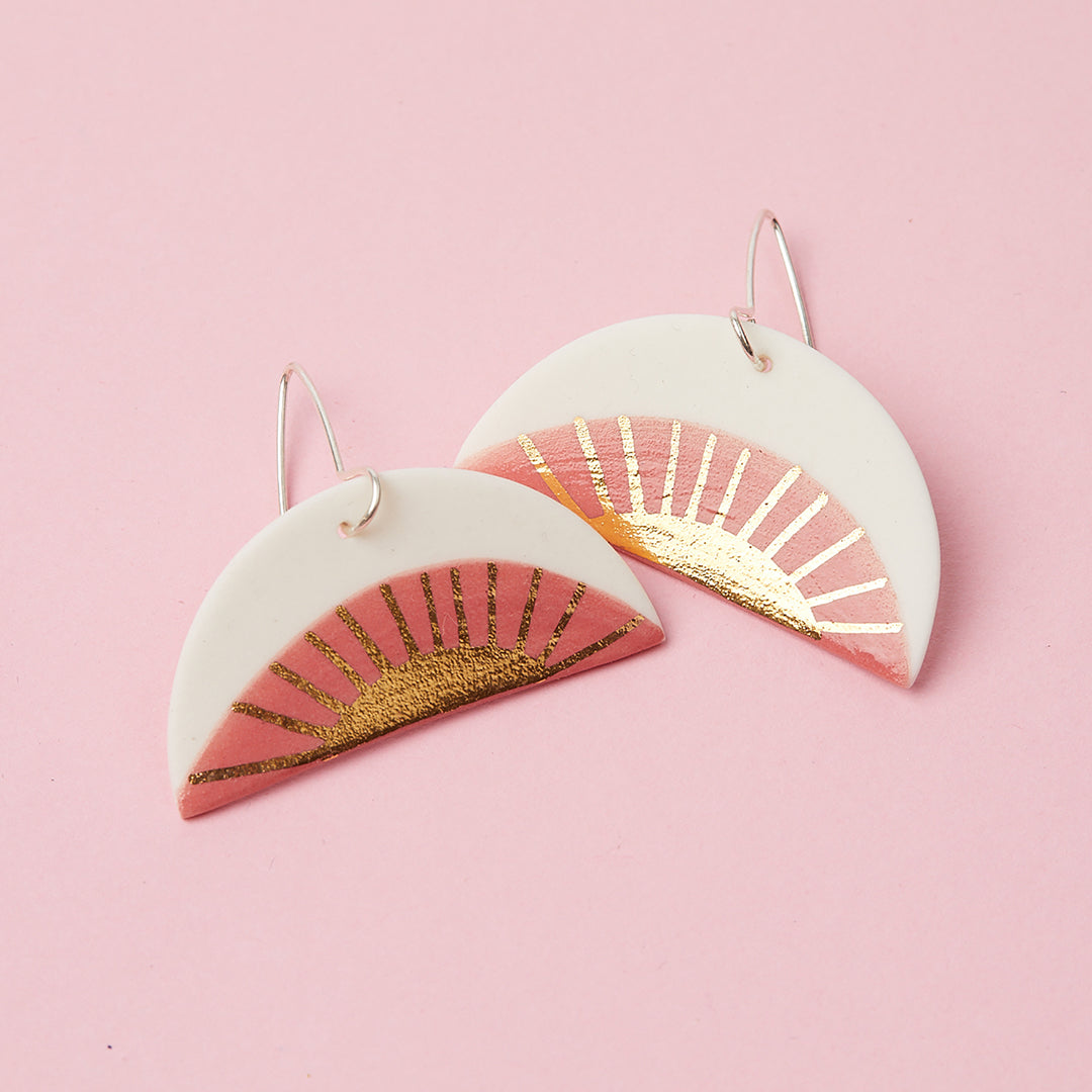 Porcelain Dangle Earrings – Golden Rays