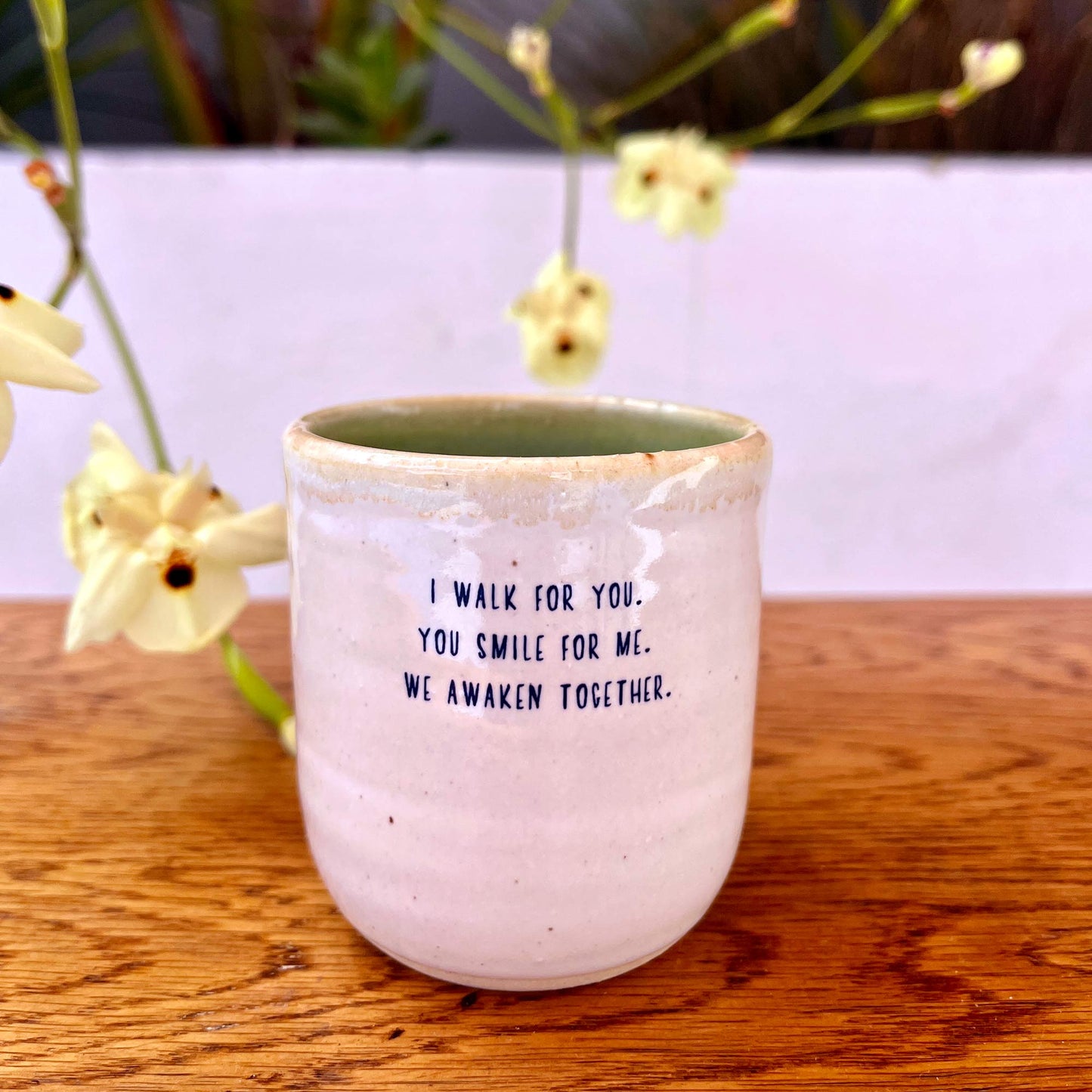 Windhorse Small Espresso Ceramic Cup - Two Cranes & Verse