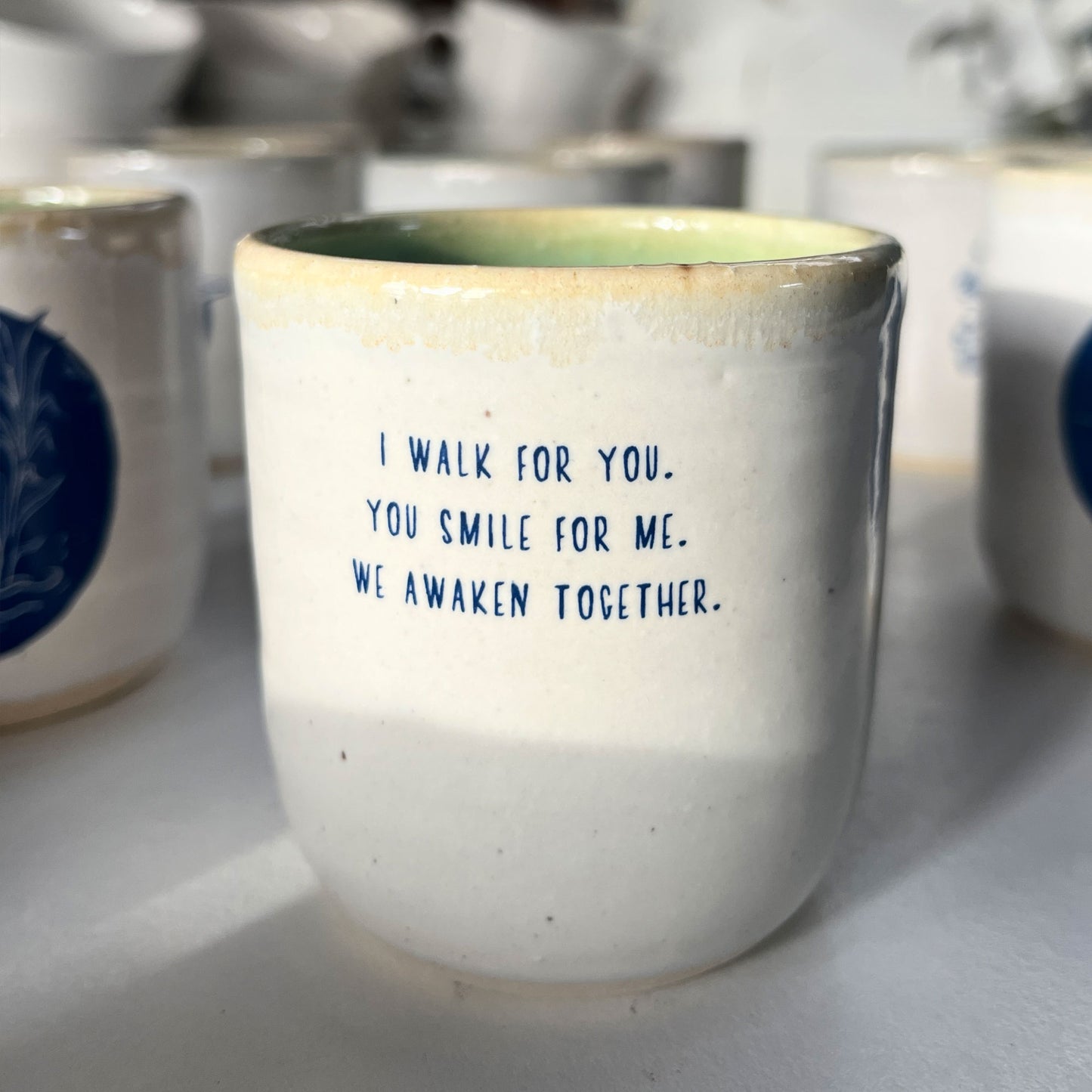 Windhorse Small Espresso Ceramic Cup - Two Cranes & Verse