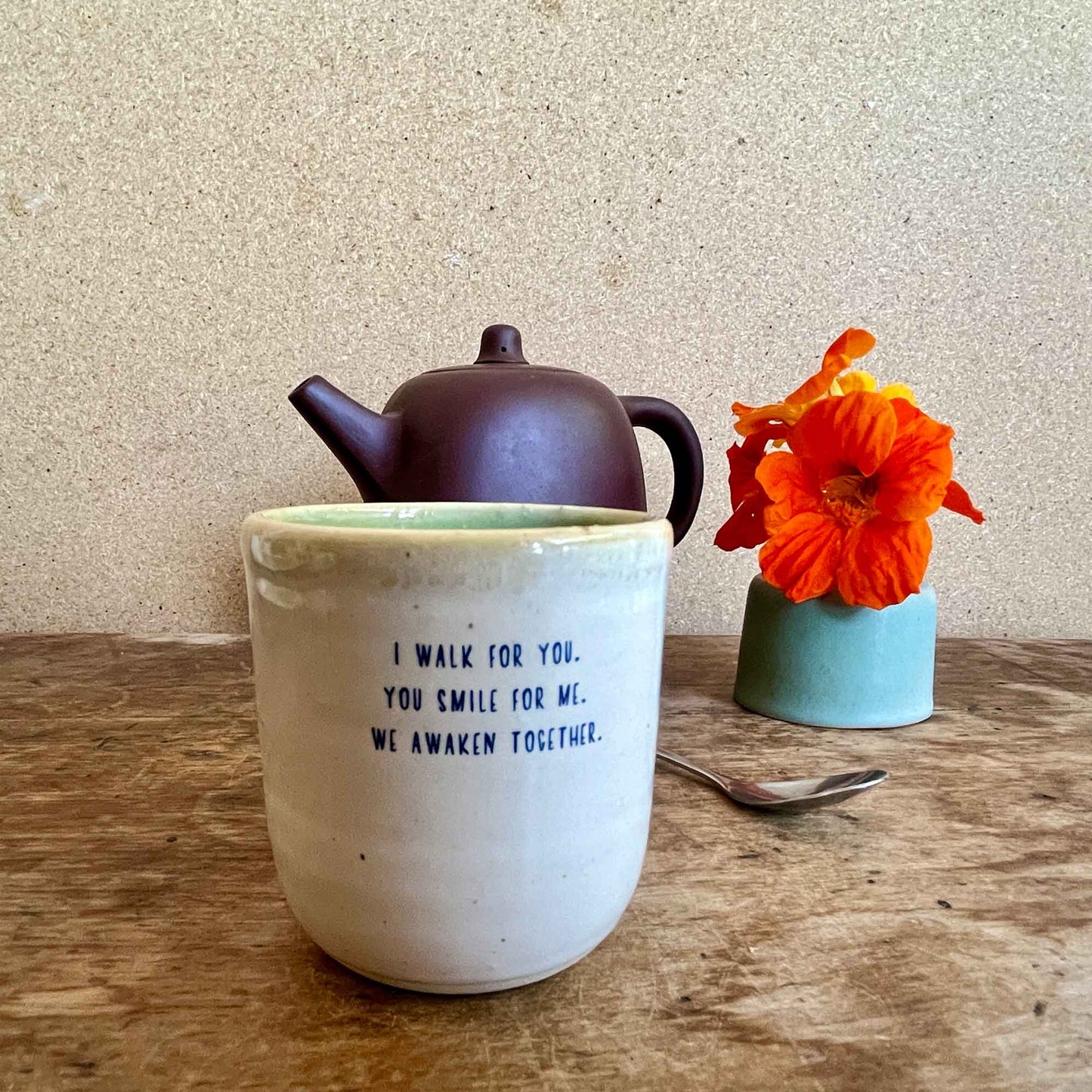 Windhorse Small Espresso Ceramic Cup - Two Cranes & Verse
