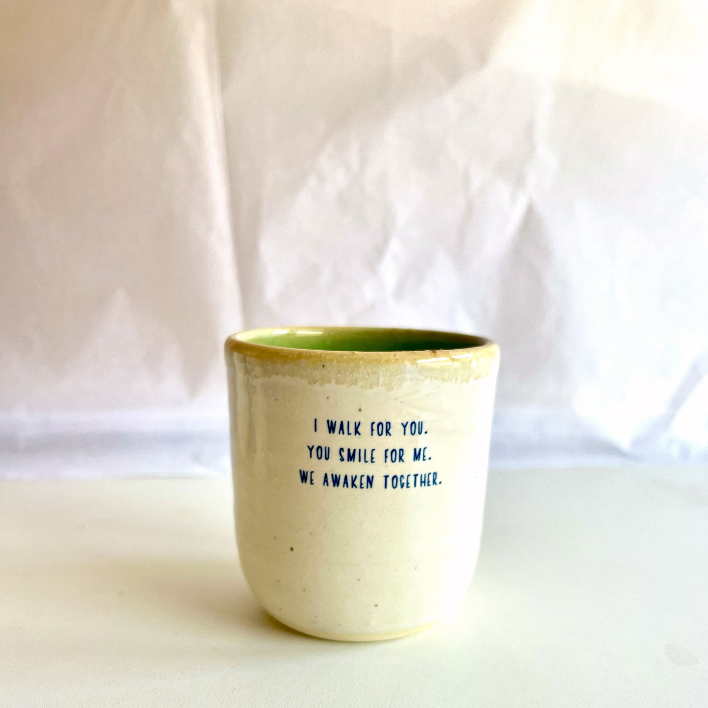 Windhorse Small Espresso Ceramic Cup - Two Cranes & Verse