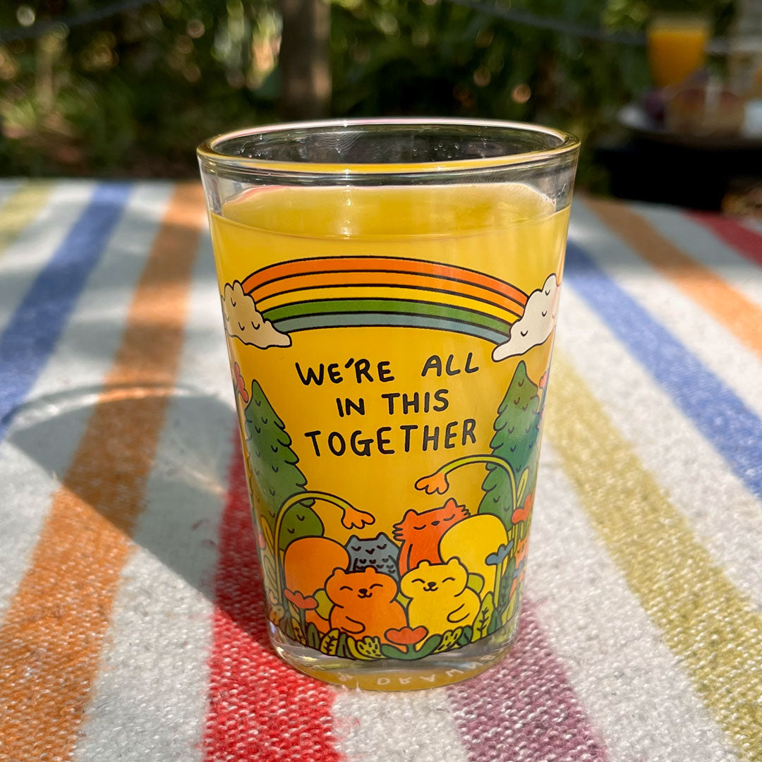 Together Illustrated Drinking Glass