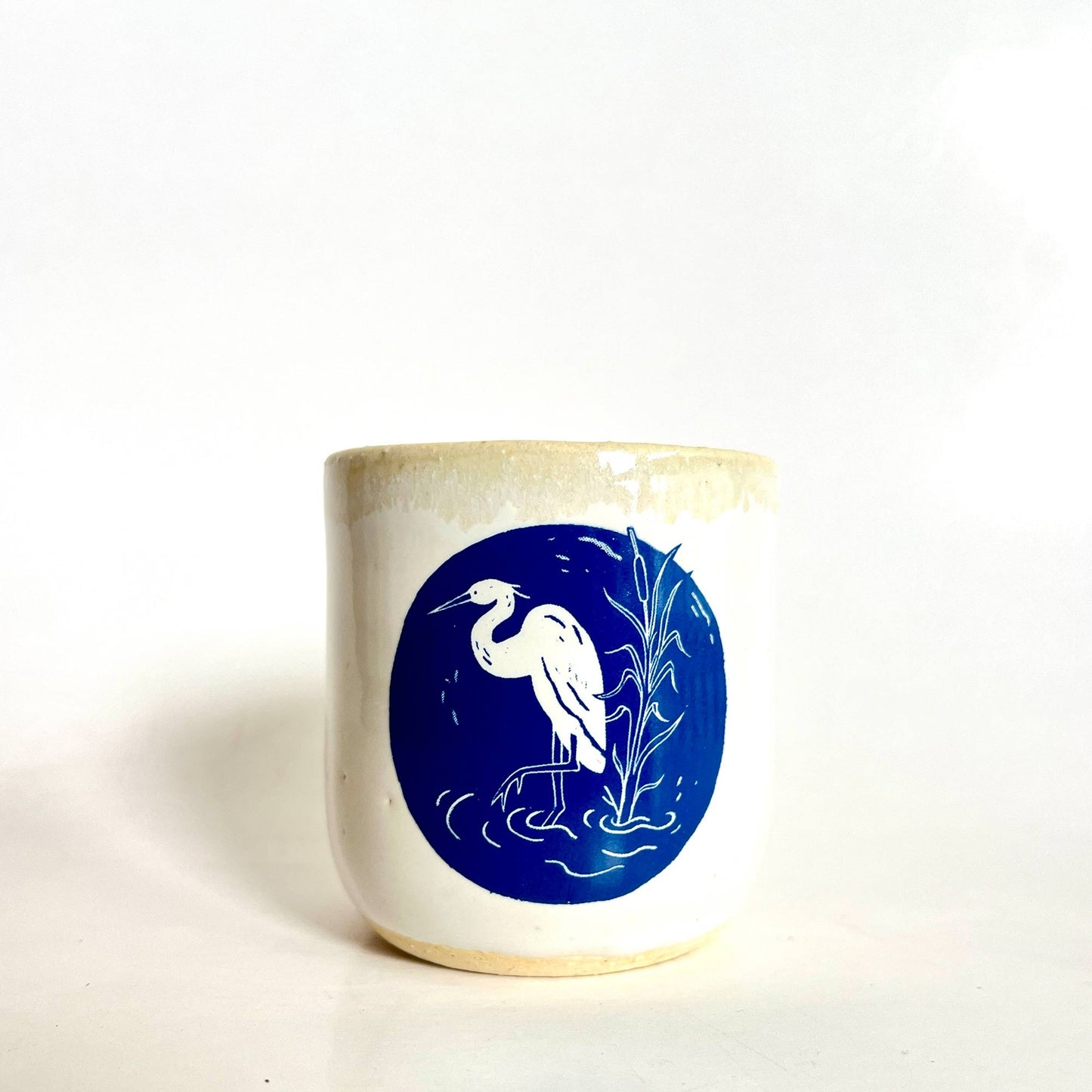 Windhorse Ceramic Cup: Standing Crane with Dōgen Verse