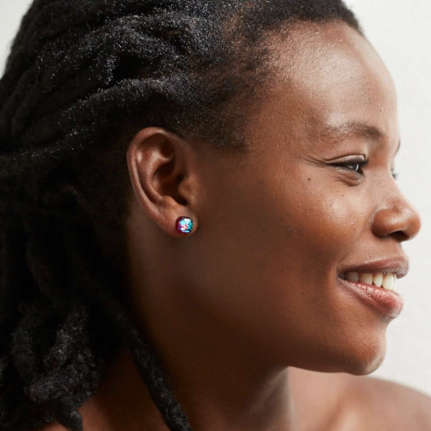 Dichroic Glass Earrings – Flamingo Sky