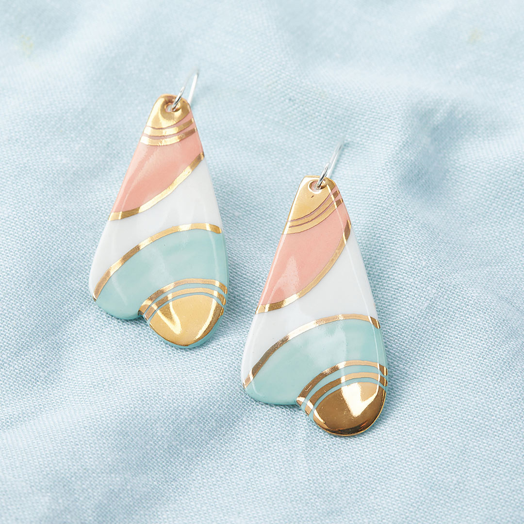 Porcelain Dangle Earrings - Golden Hour Drop