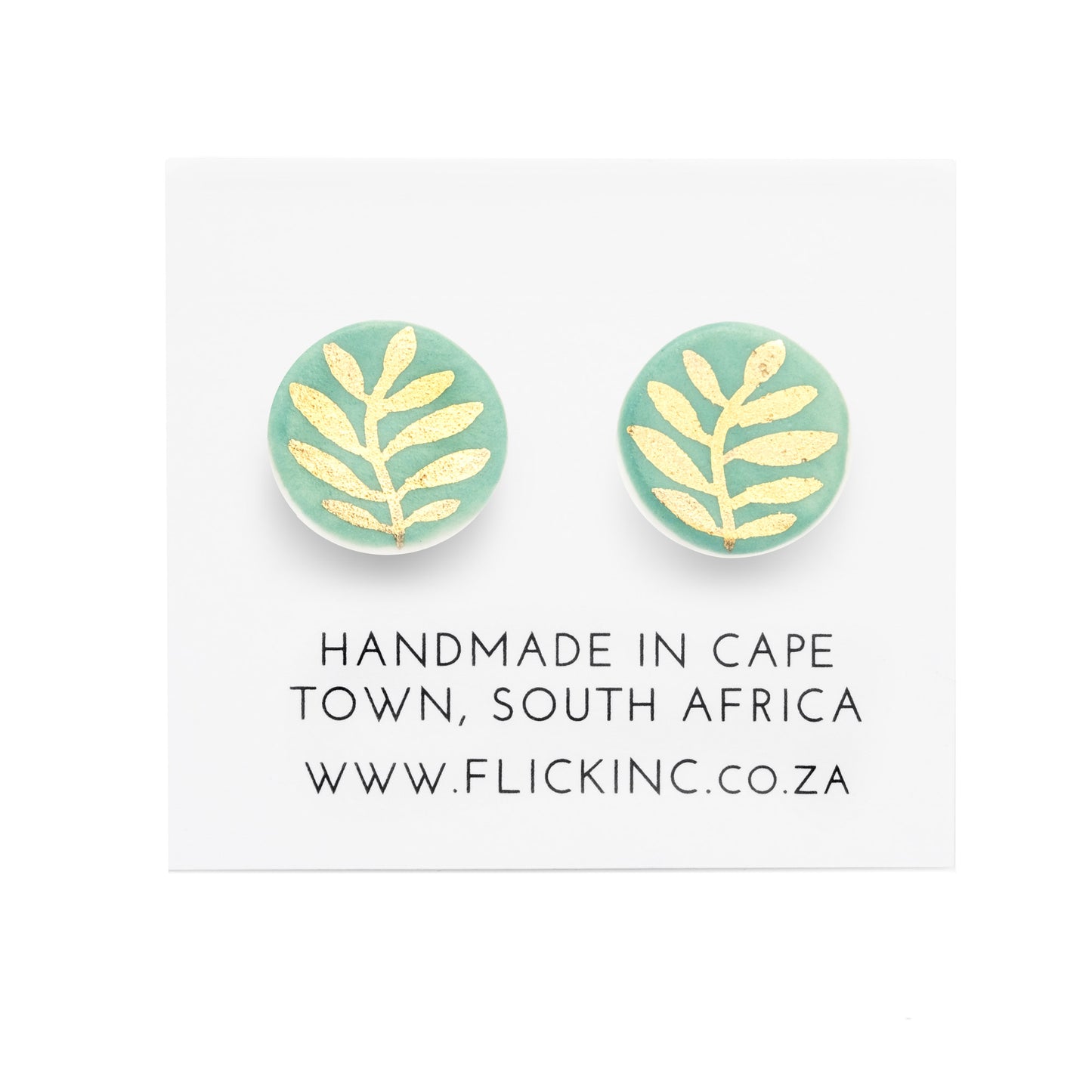 Porcelain Stud Earrings – Golden Leaf