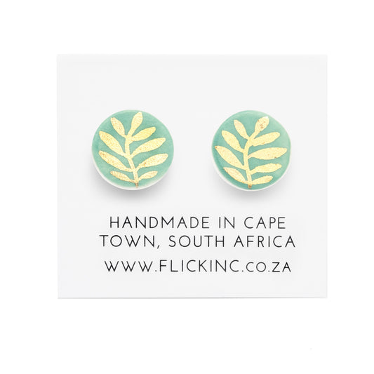Porcelain Stud Earrings – Golden Leaf