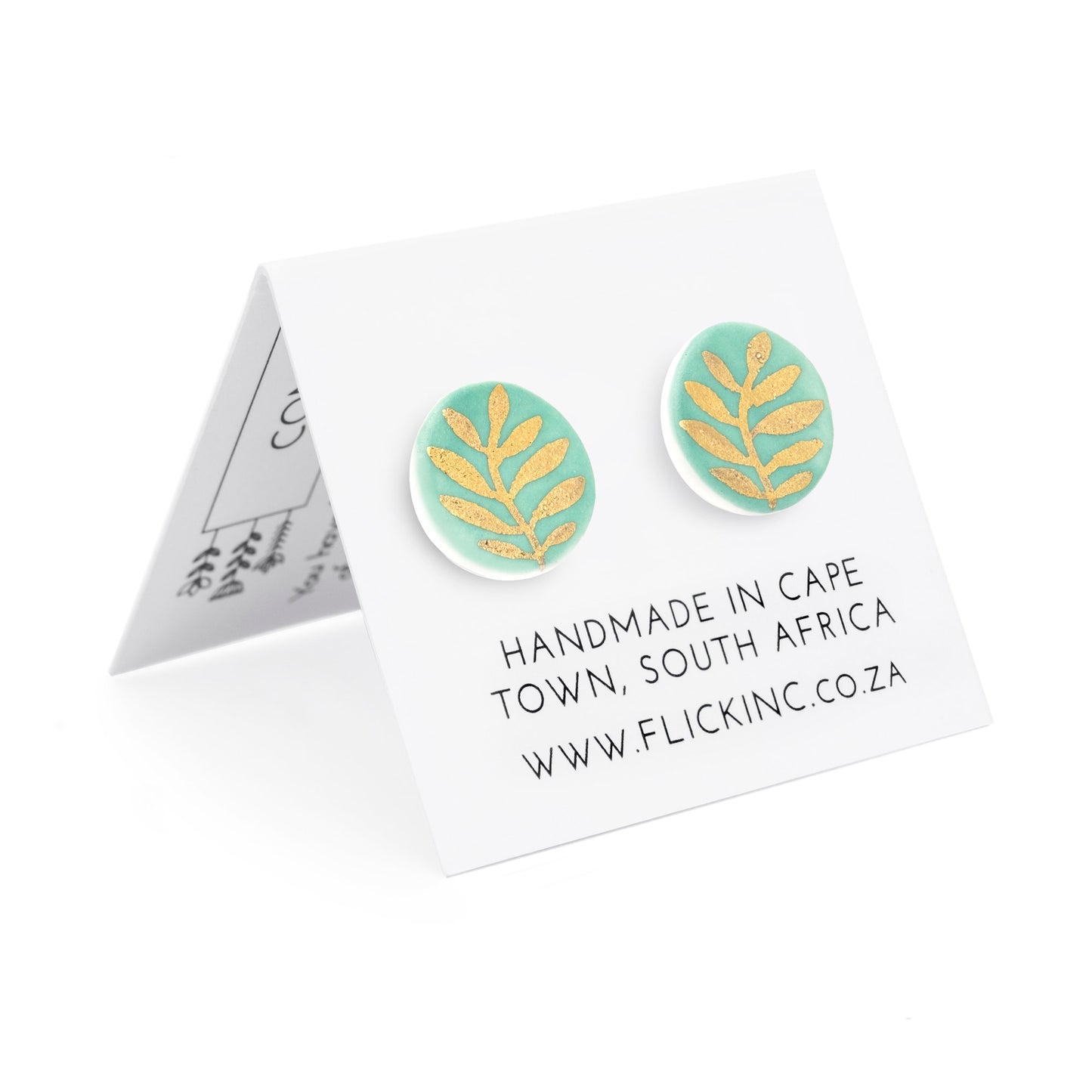 Porcelain Stud Earrings – Golden Leaf