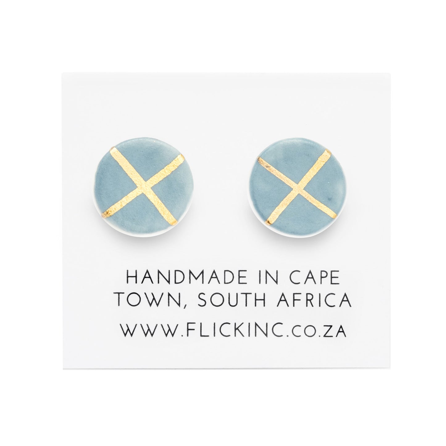 Porcelain Stud Earrings – Horizon Blue Gold