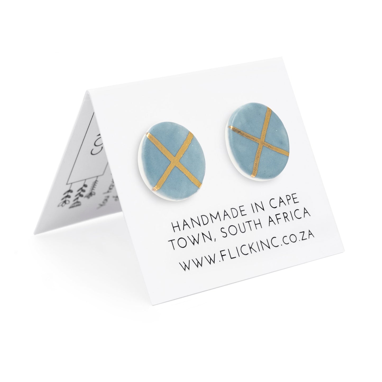 Porcelain Stud Earrings – Horizon Blue Gold