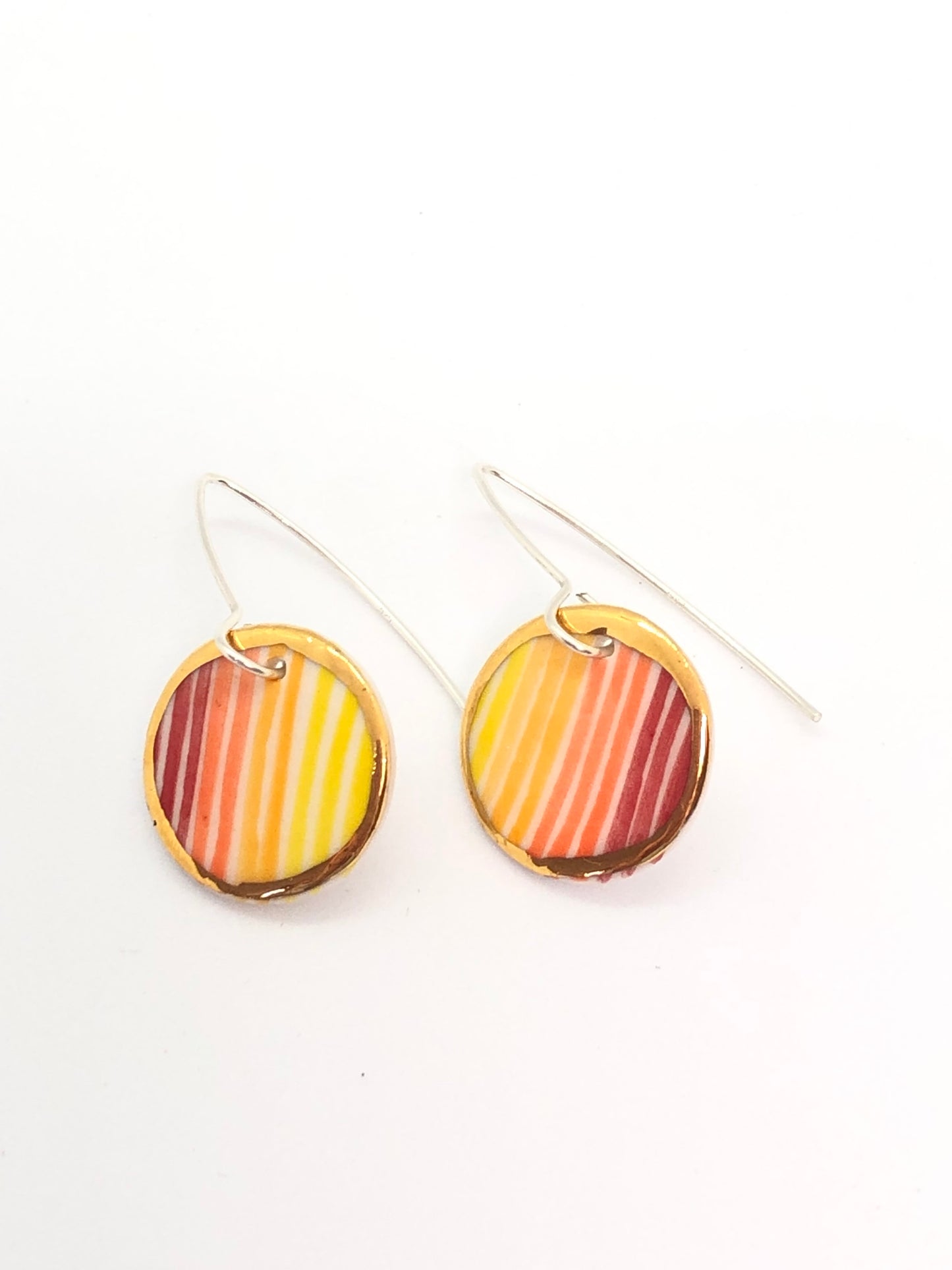 Porcelain Dangle Earrings – Red Sunrise