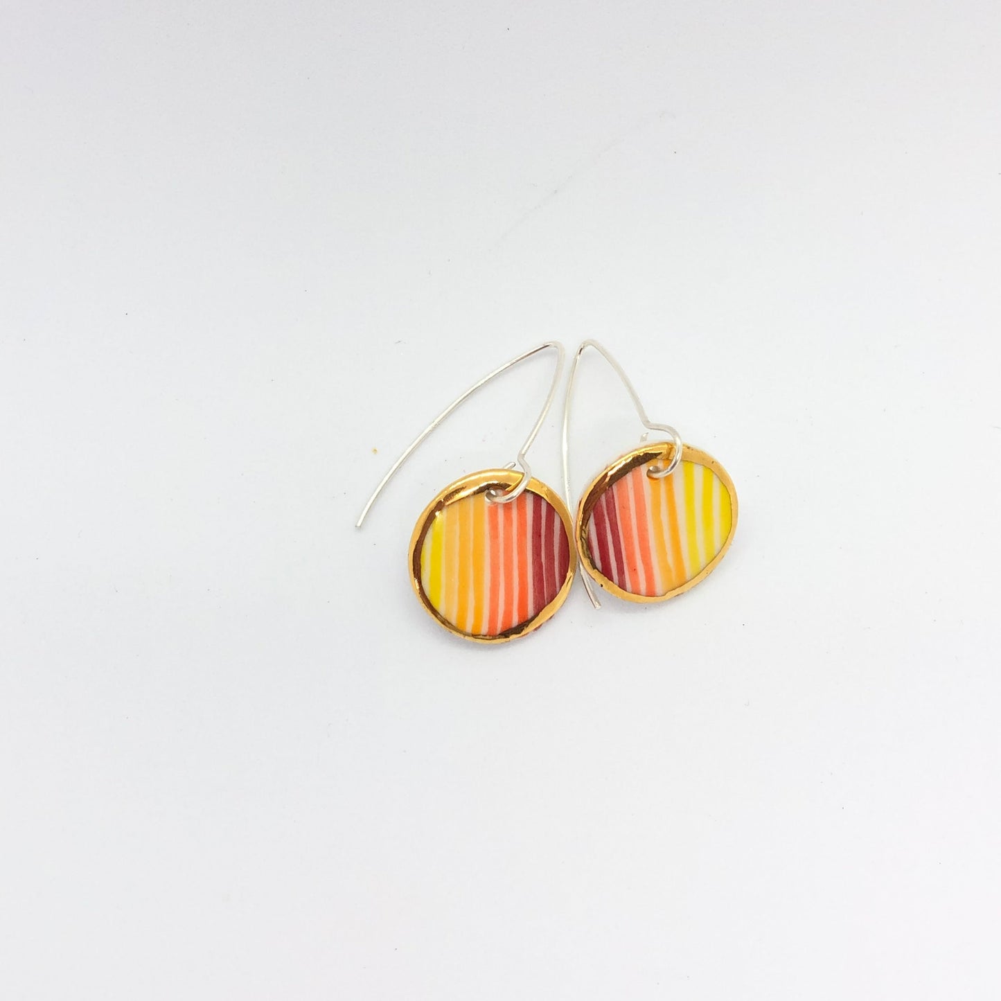 Porcelain Dangle Earrings – Red Sunrise