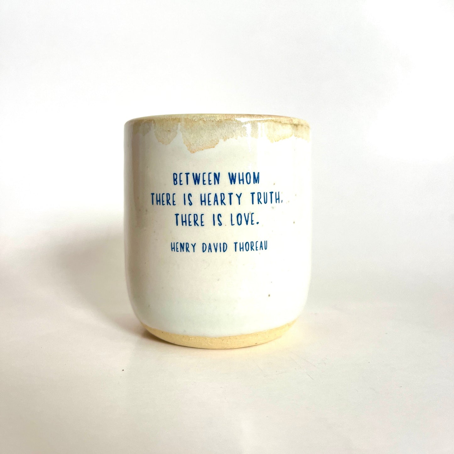 Windhorse Small Espresso Ceramic Cup - Two Cranes & Thoreau Quote