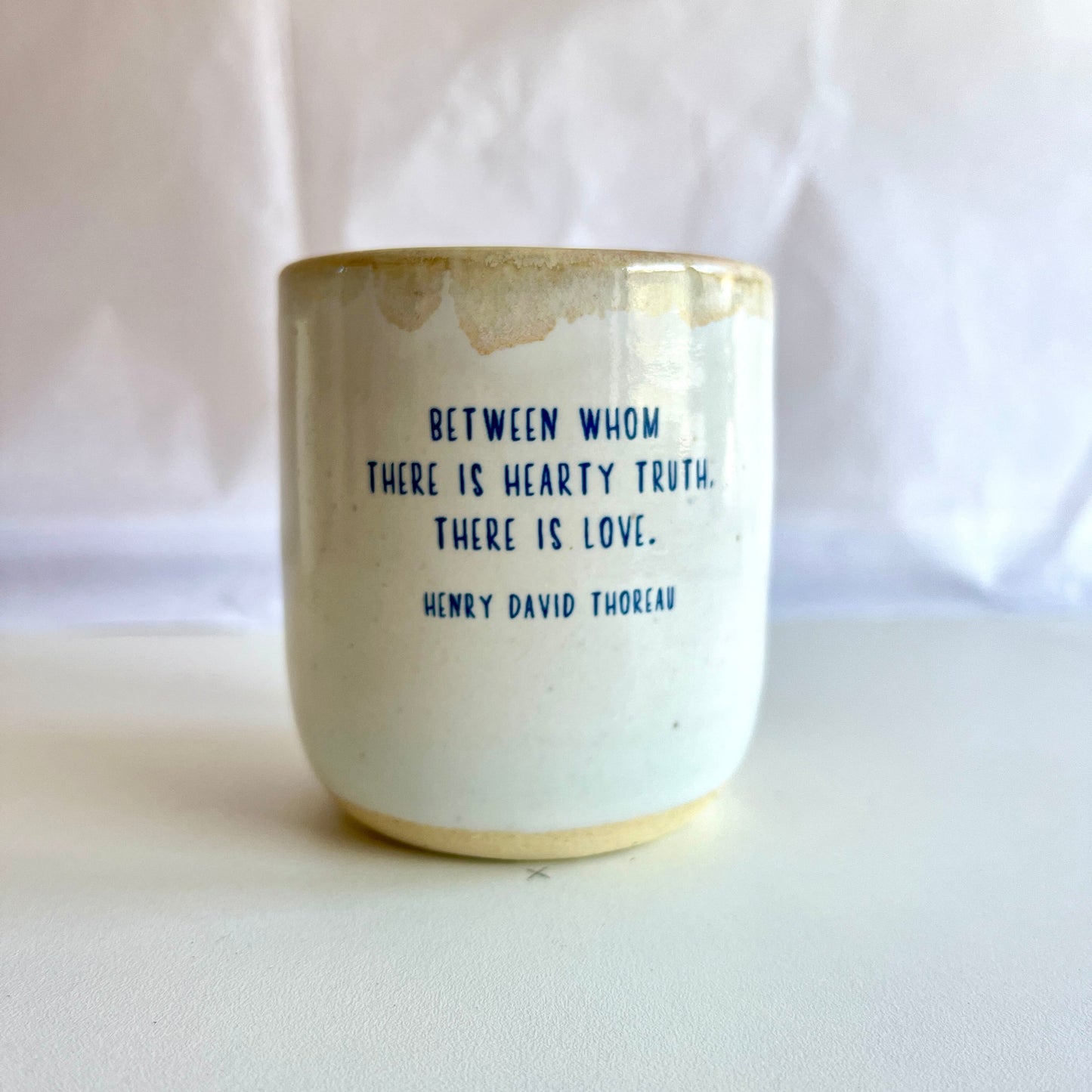Windhorse Small Espresso Ceramic Cup - Two Cranes & Thoreau Quote