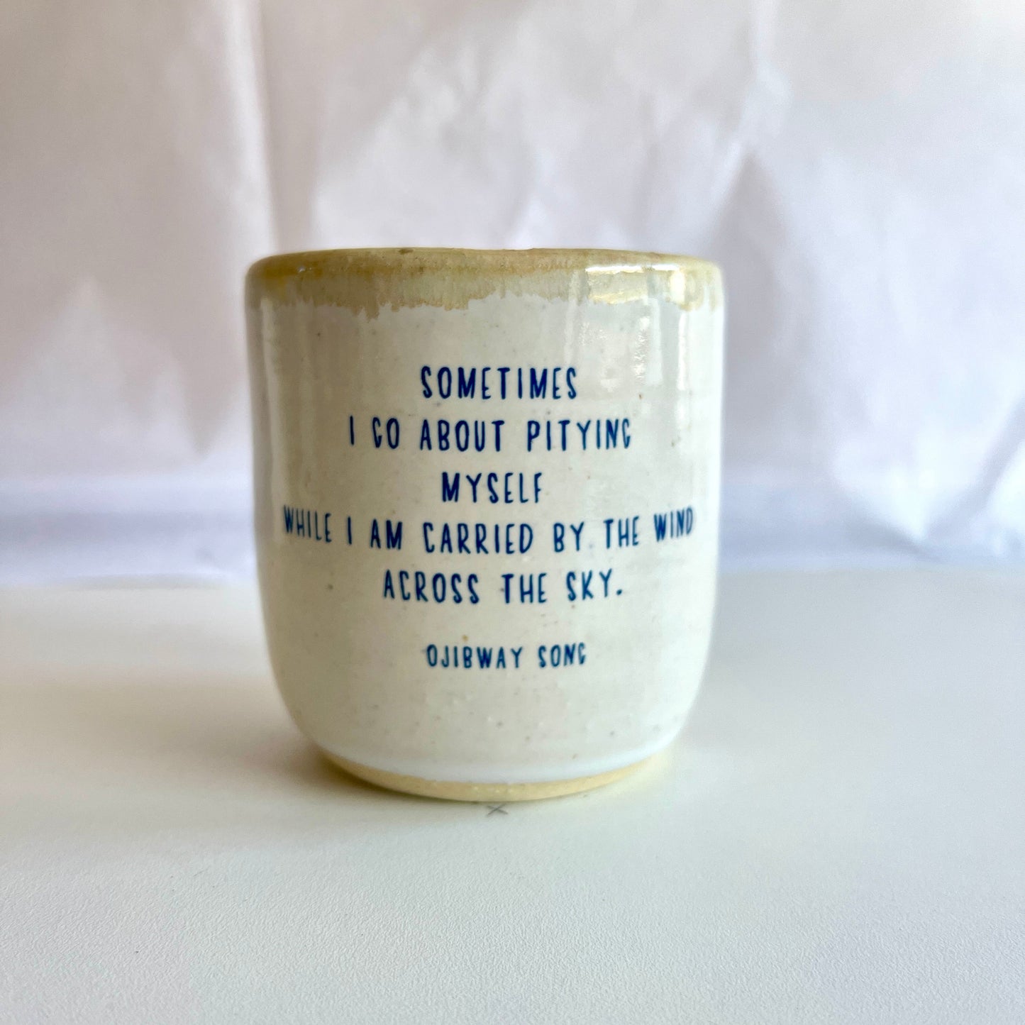 Windhorse Small Espresso Ceramic Cup - Flying Crane & Ojibway Song