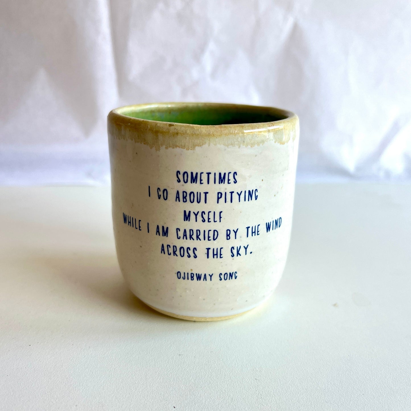 Windhorse Small Espresso Ceramic Cup - Flying Crane & Ojibway Song