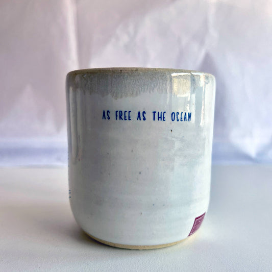 Small Coffee Cup – Ocean Waves with Verse | Handmade Ceramic Cup