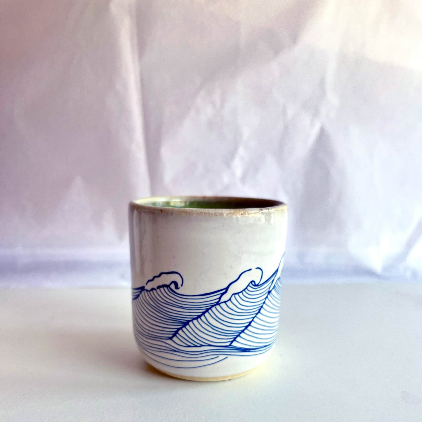 Windhorse Ceramic Cup: Ocean Waves with Verse