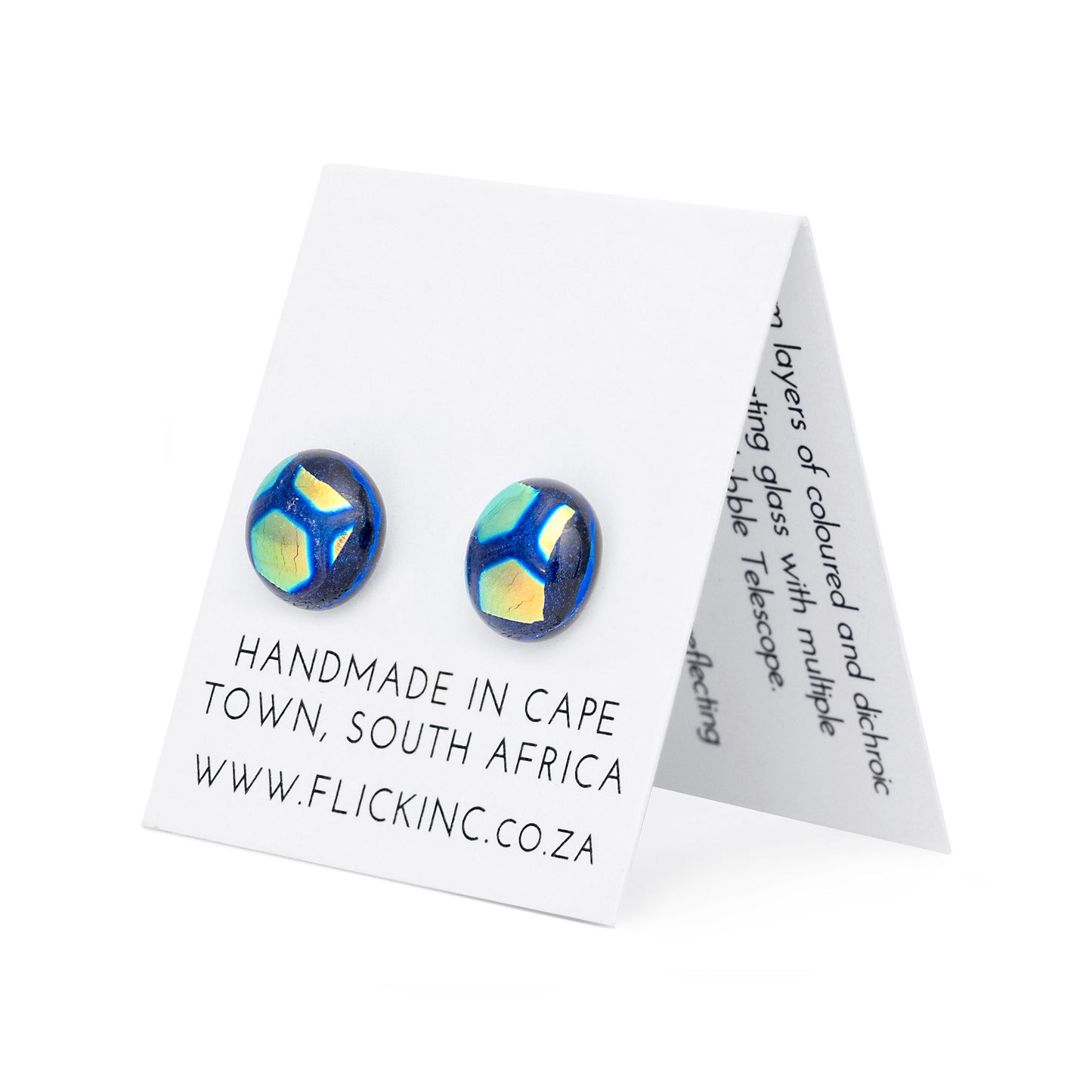 Dichroic Glass Earrings – Blue Gold