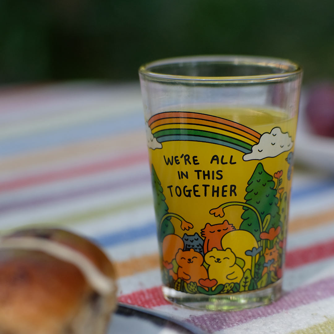 Together Illustrated Drinking Glass