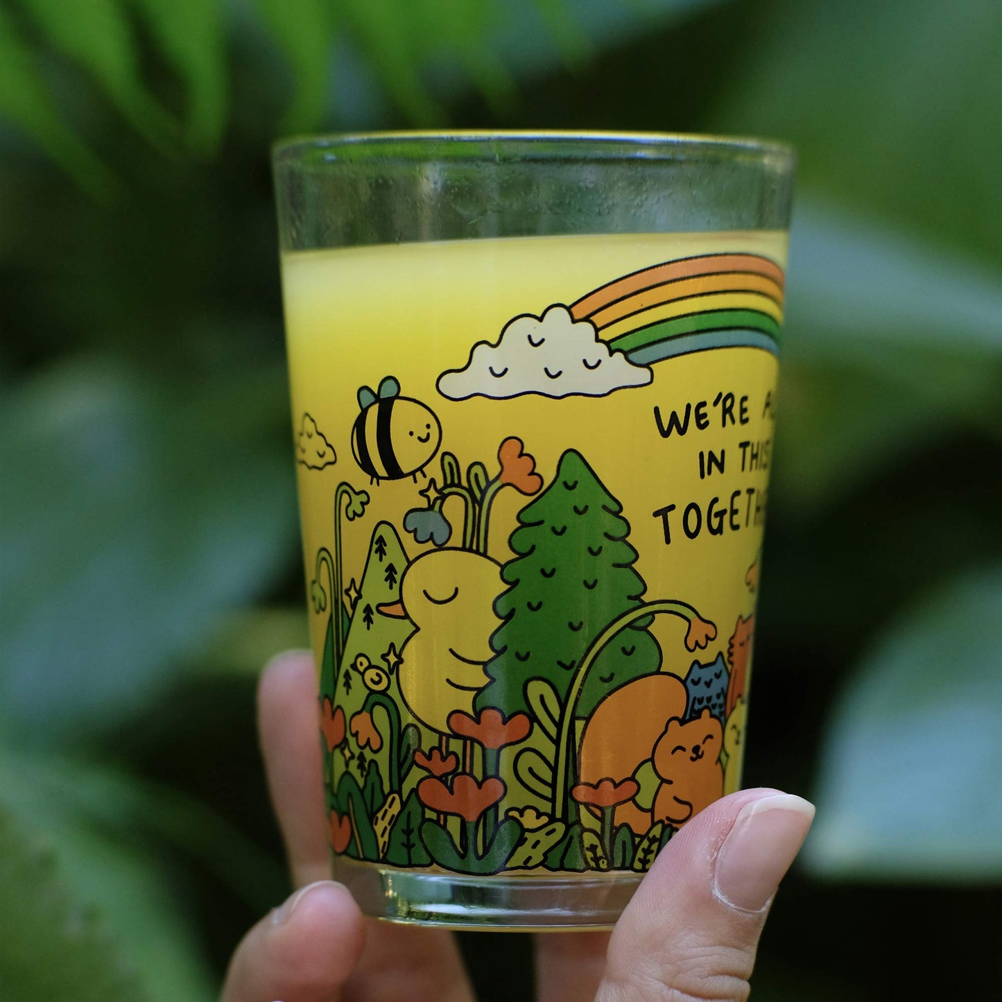 Together Illustrated Drinking Glass