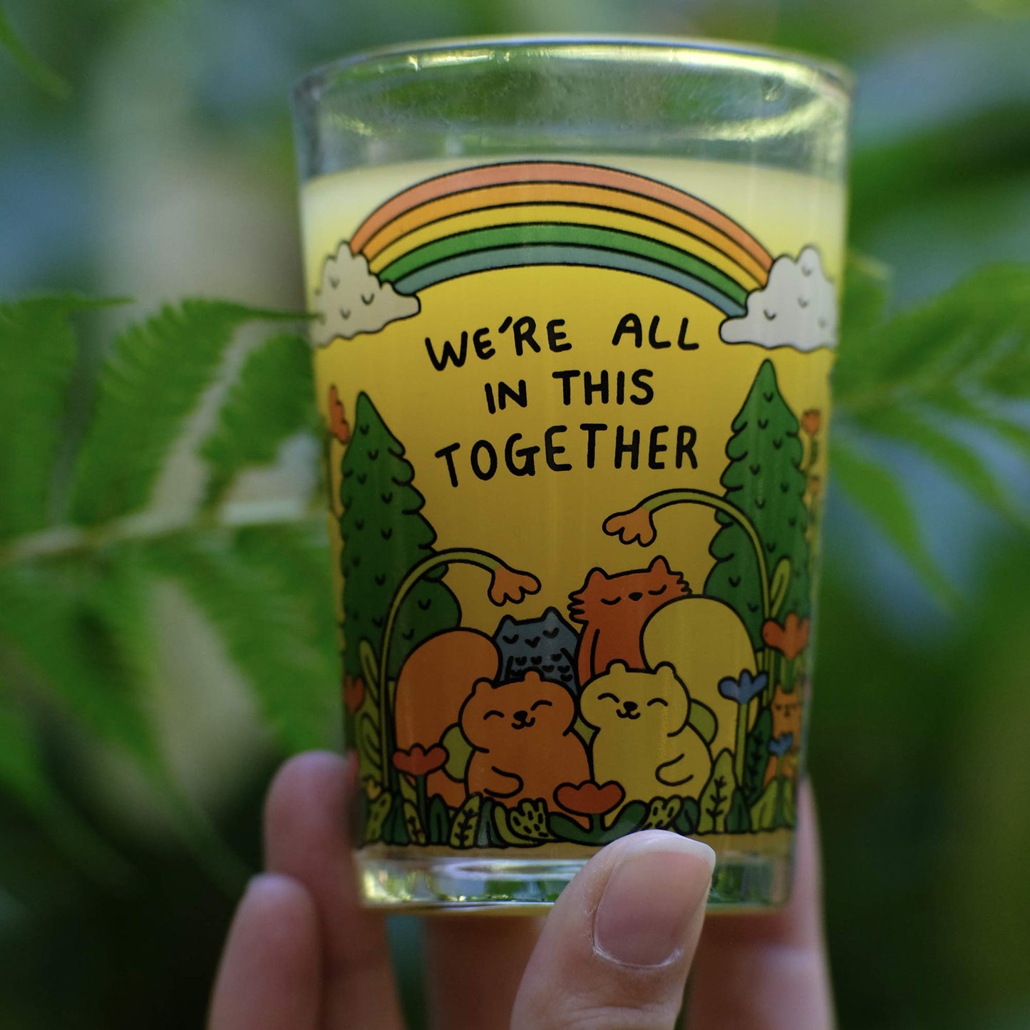 Together Illustrated Drinking Glass