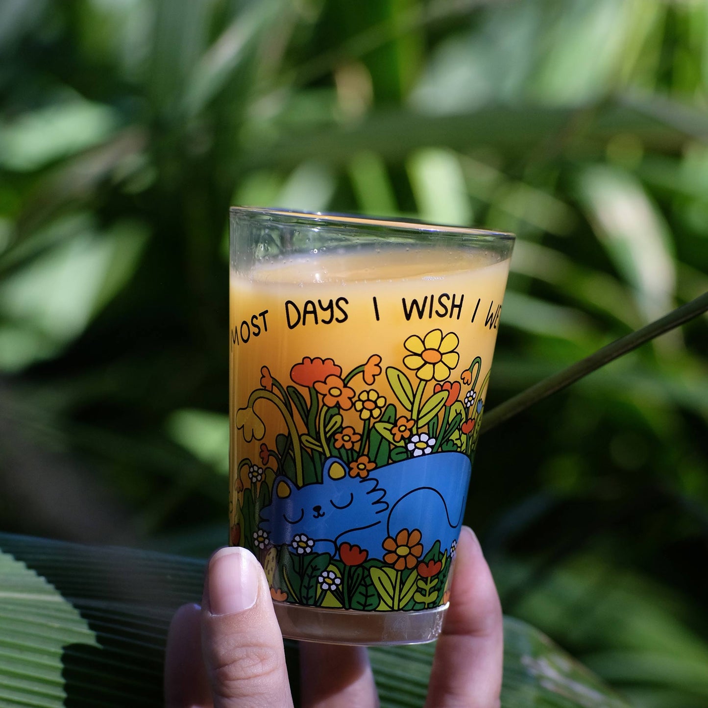 Cat Dreamscape Illustrated Drinking Glass