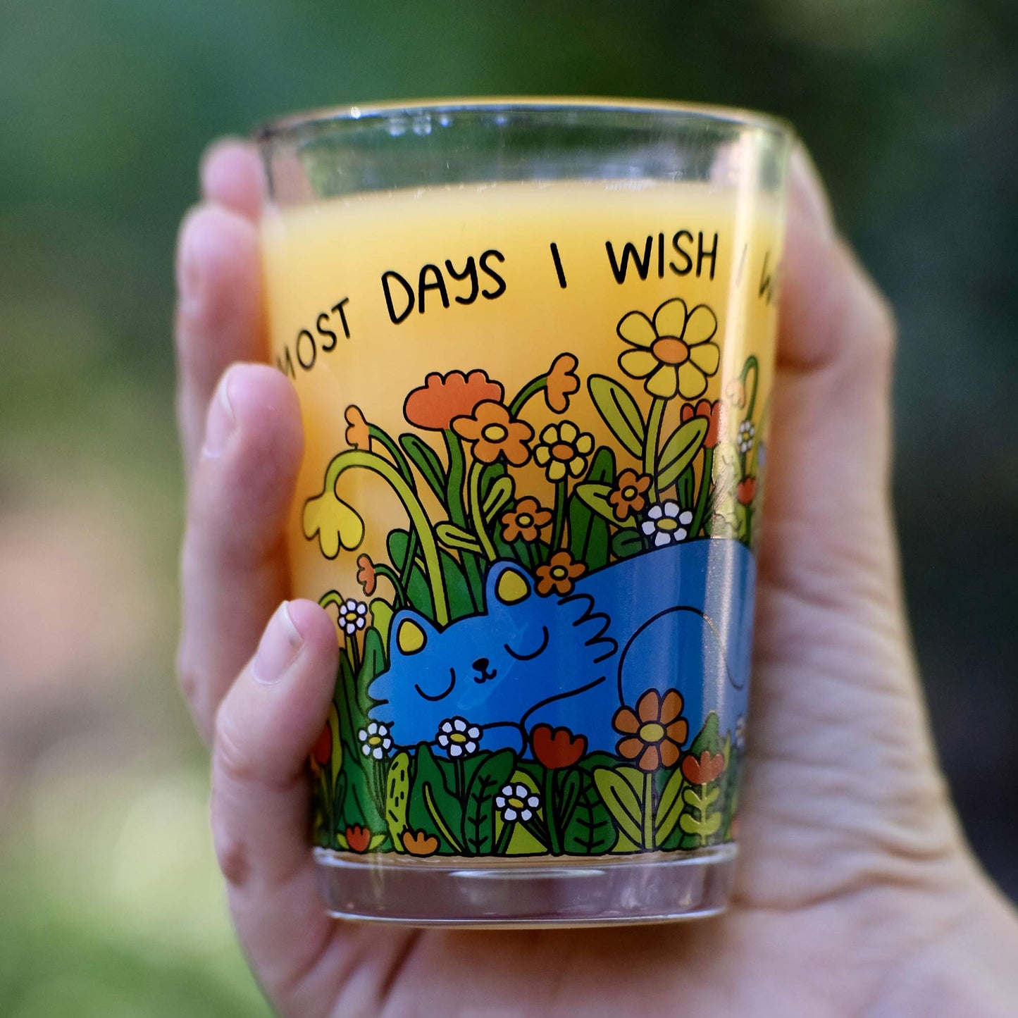 Cat Dreamscape Illustrated Drinking Glass