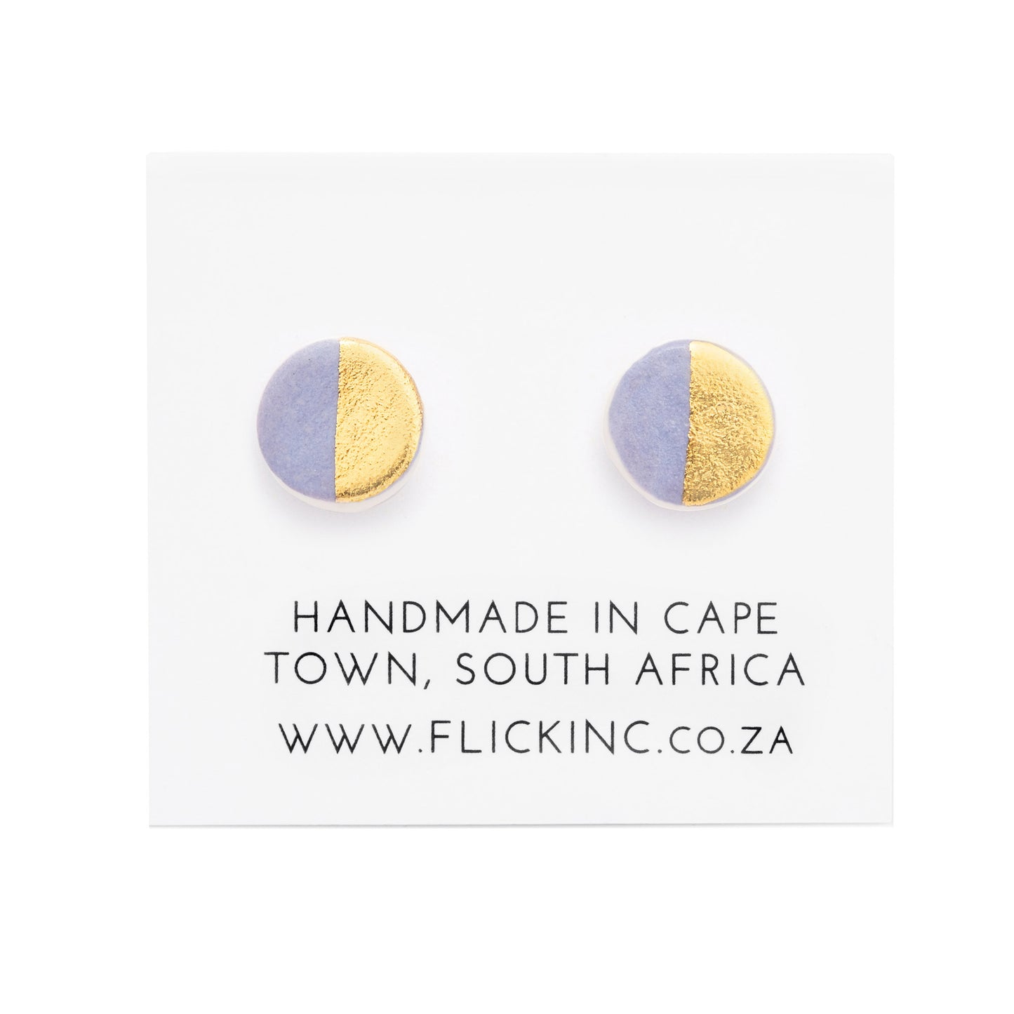 Porcelain Stud Earrings – Pastel & Gold Half-Moon