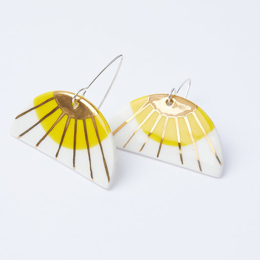 Porcelain Dangle Earrings  - Sunburst