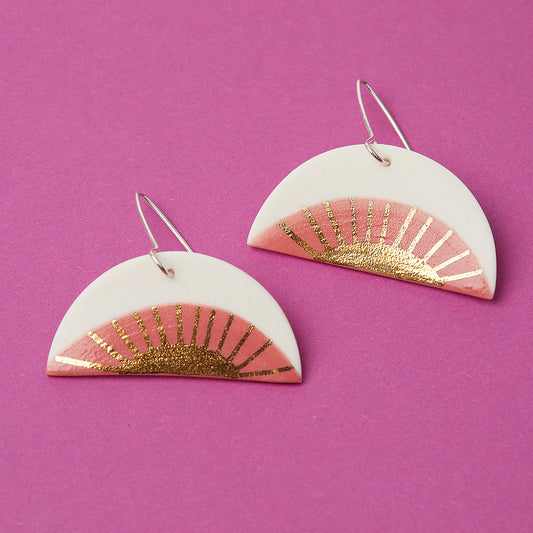 Porcelain Dangle Earrings – Golden Rays