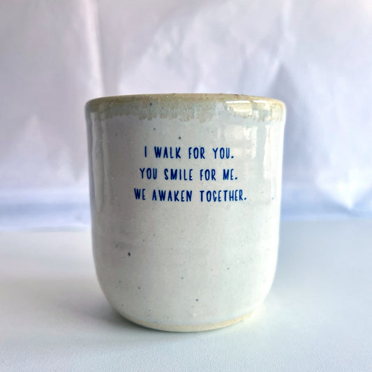 Small Coffee Cup – Two Cranes with Verse | Handmade Ceramic Cup