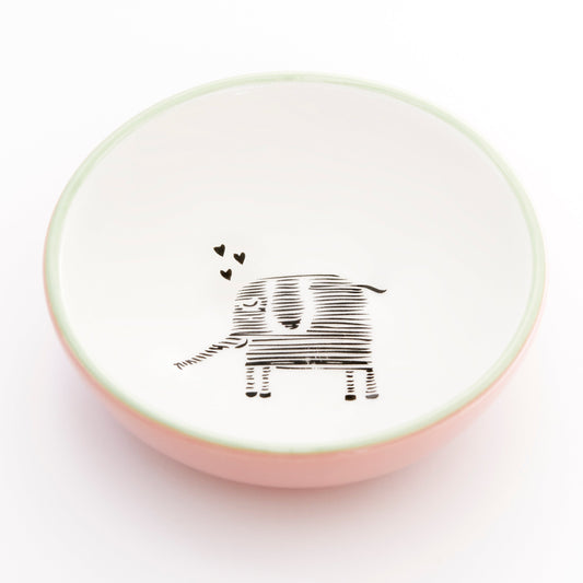 Small Bowl – Stripy Elephant with Heart Balloon