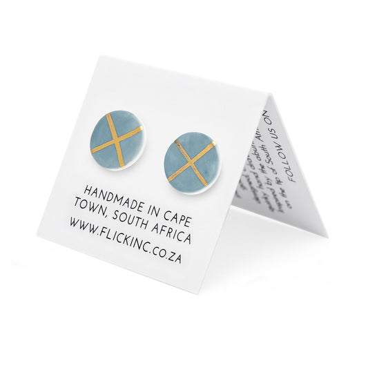 Porcelain Stud Earrings – Horizon Blue Gold