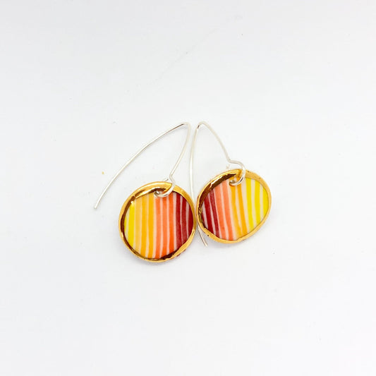 Porcelain Dangle Earrings – Red Sunrise