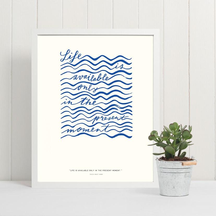 Thich Nhat Hanh print framed with plant