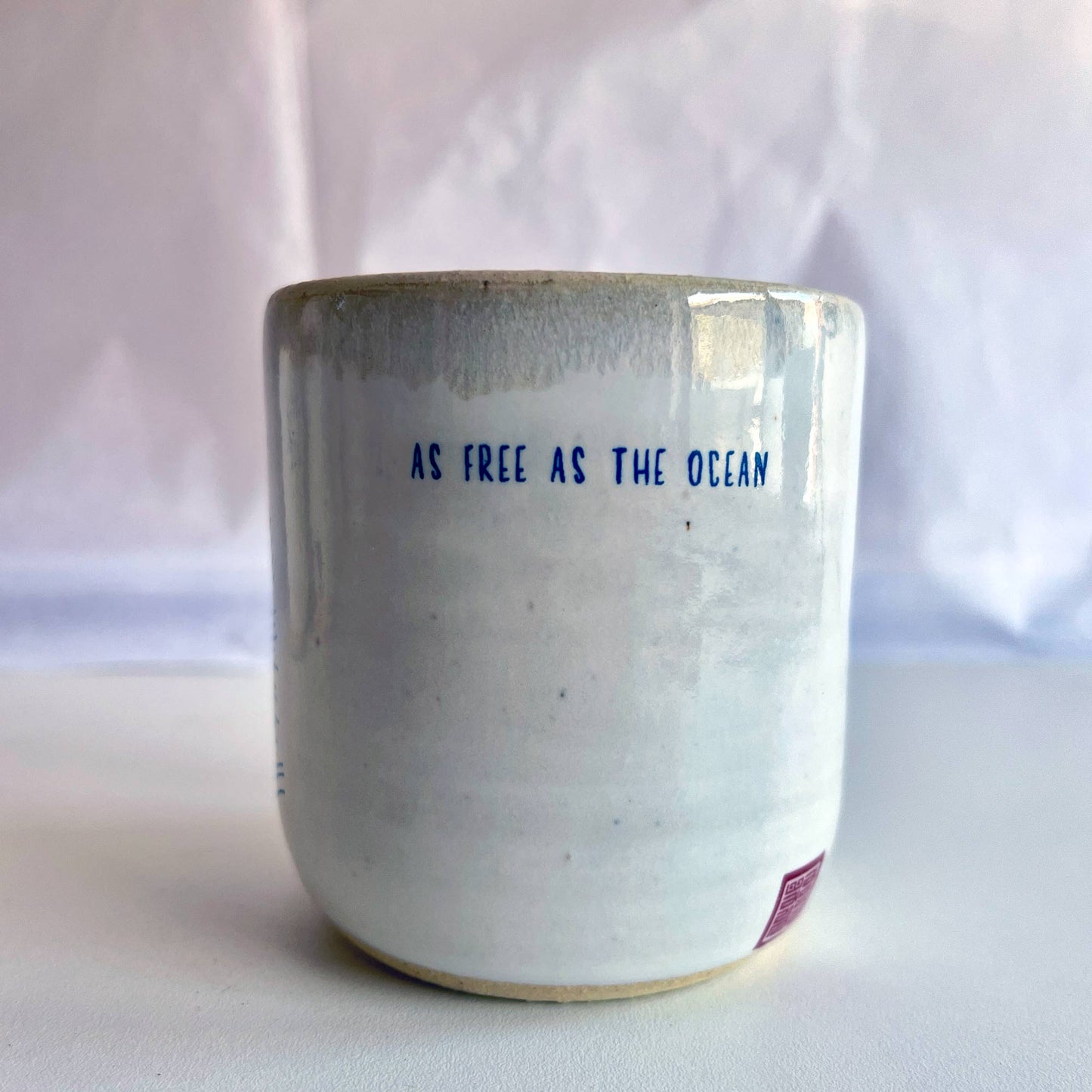 Windhorse Ceramic Cup: Ocean Waves with Verse