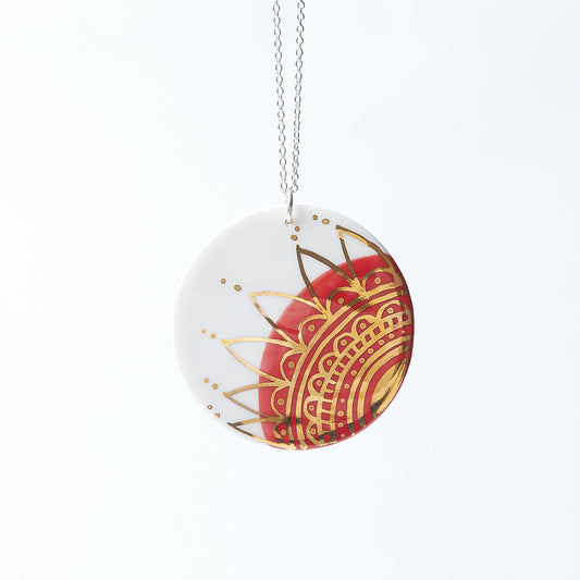 Porcelain Pendant – Rising Sun Gold Leaf