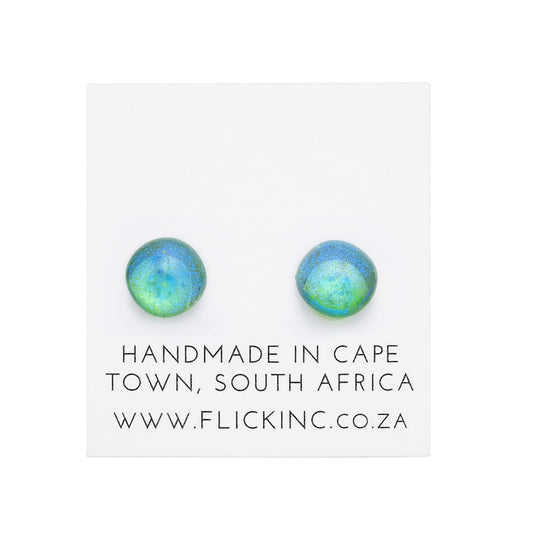 Dichroic Glass Earrings  – Aqua Forest