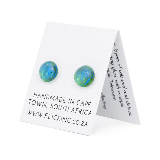 Dichroic Glass Earrings  – Aqua Forest