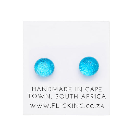 Dichroic Glass Earrings  –  Blue Iridescent