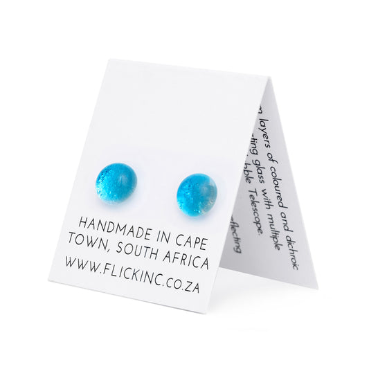 Dichroic Glass Earrings  –  Blue Iridescent