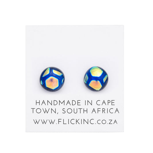 Dichroic Glass Earrings  – Blue Gold
