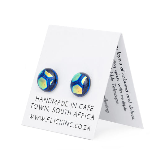 Dichroic Glass Earrings  – Blue Gold
