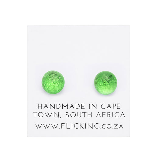 Dichroic Glass Earrings  – Green Sparkle