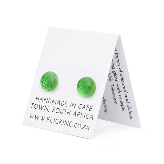 Dichroic Glass Earrings  – Green Sparkle