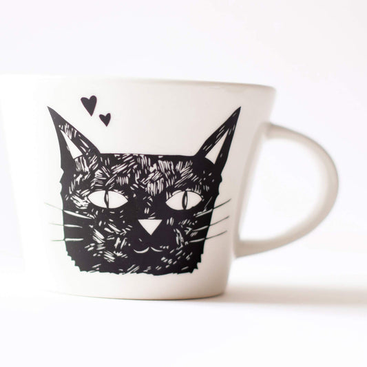 Large Tea Cup – Black Cat Love